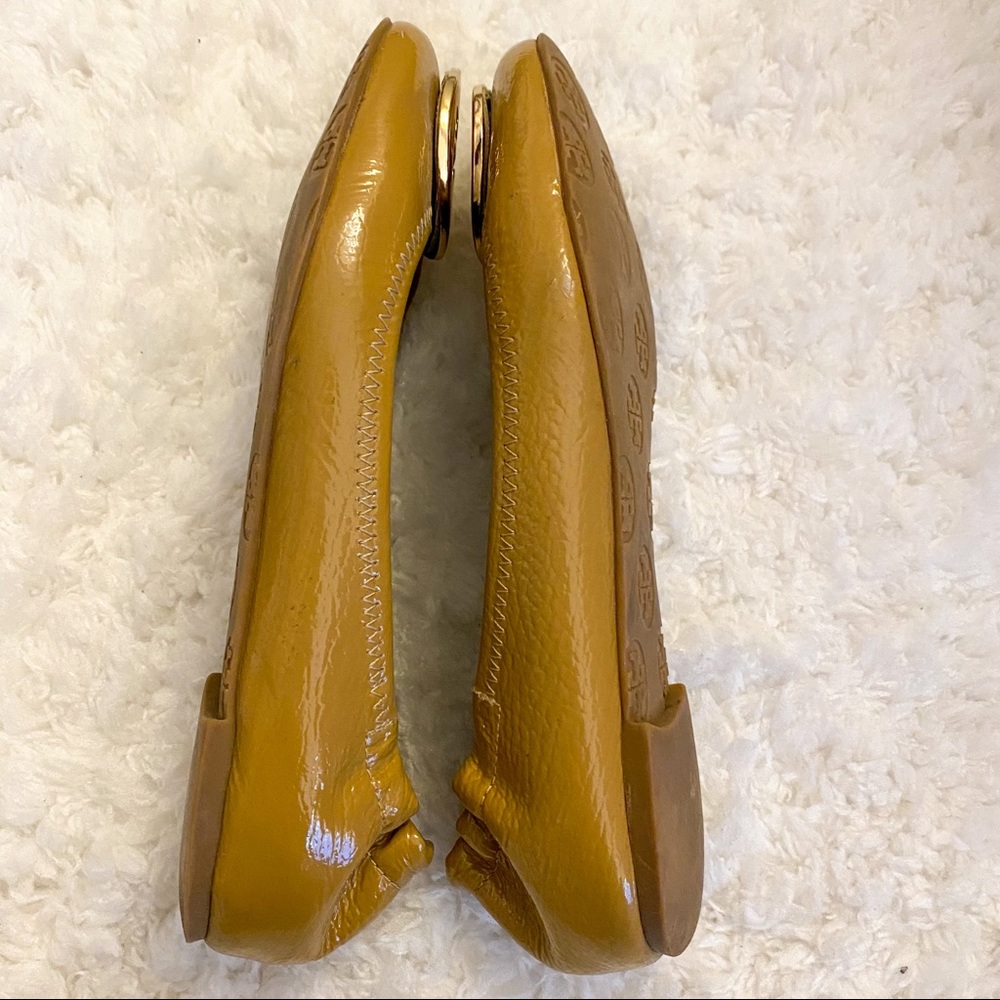 Tory Burch Patent Leather Reva Ballet Flats Sand - Picture 4 of 8